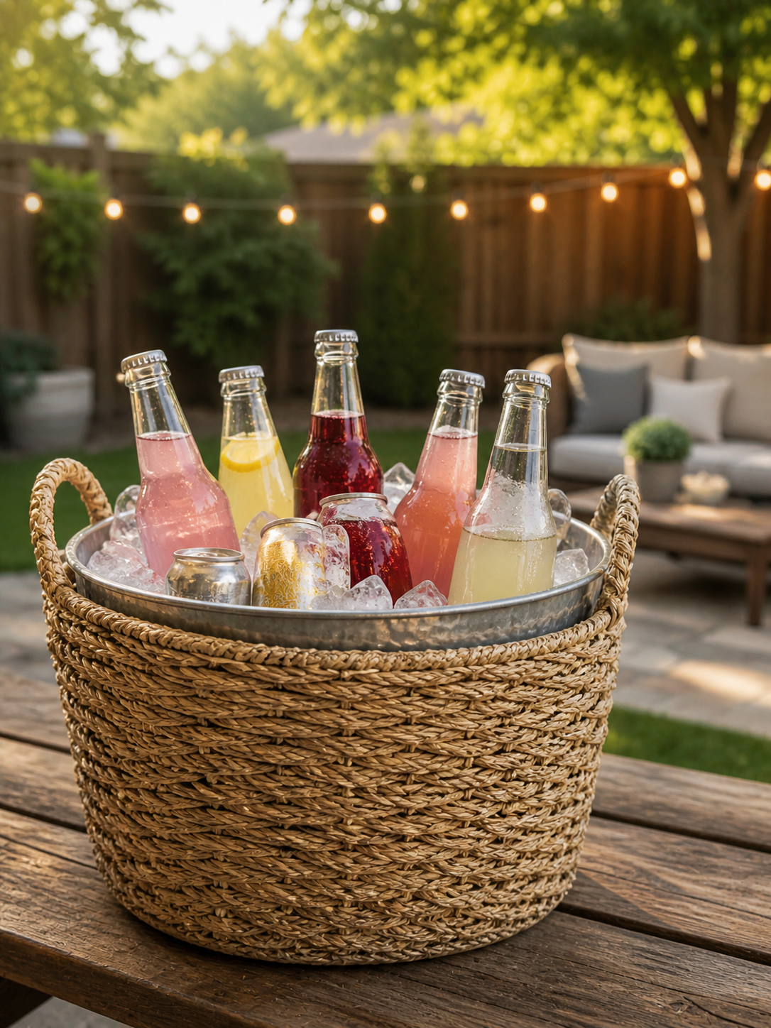 Hosting setup with drinks basket