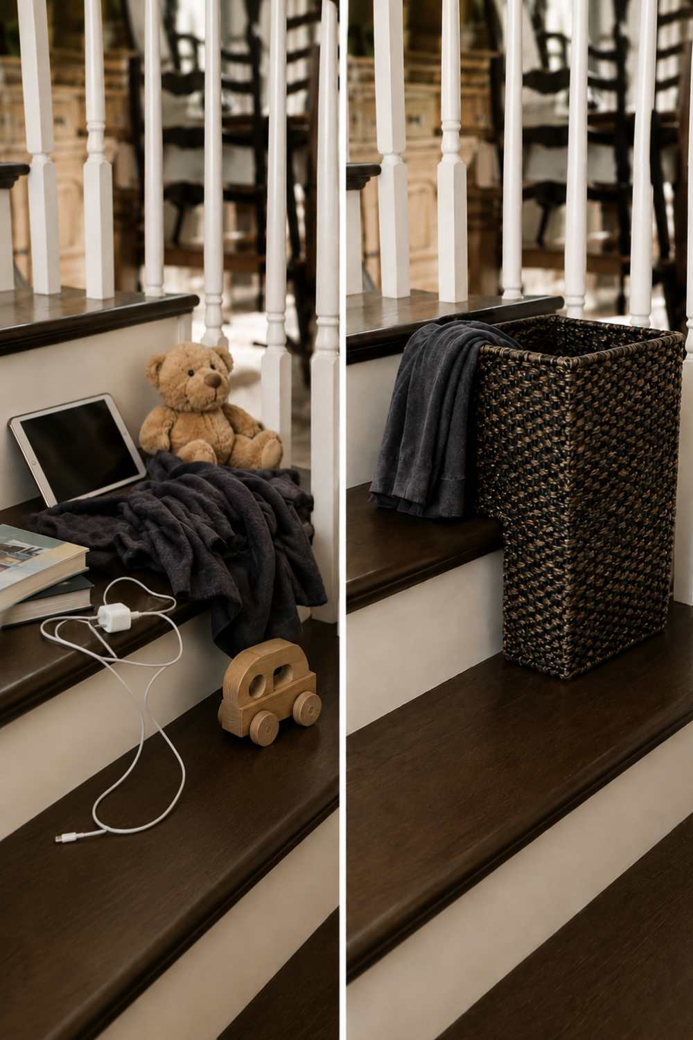 Stair basket organizer