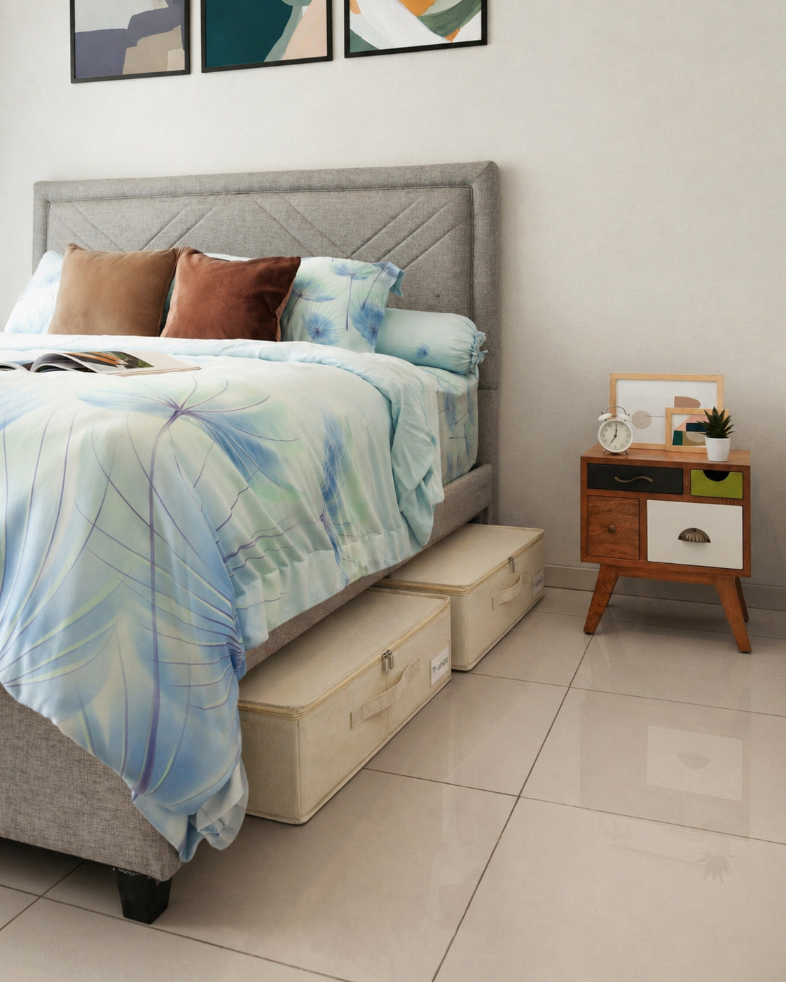 Under-bed storage solution for hidden organization